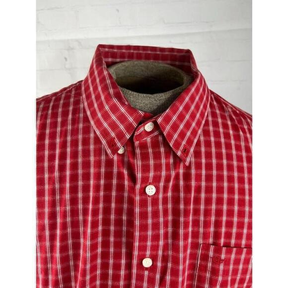 Men’s Dockers Button Up Shirt Size XXL Red Check Short Sleeve Casual EUC - Picture 3 of 5